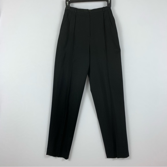 Vintage Liz Claiborne Petite Wool Pleated Black Pants Size 2 - Picture 1 of 6